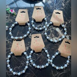 Homemade White and Silver Beaded Bracelet By Michelle